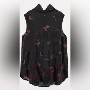 ZARA BEADED EMBROIDERED MOCK NECK TOP NWT MEDIUM